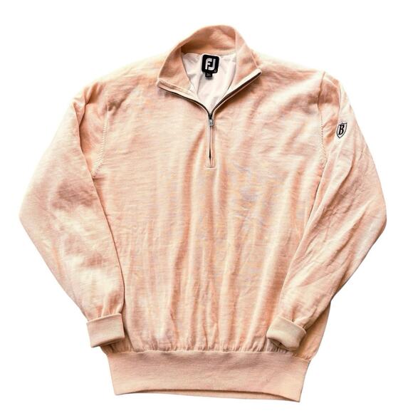 Footjoy Sweater Large Wool Windbreaker Lined Hybrid 1/4 Zip Pullover Cream** - Picture 1 of 7